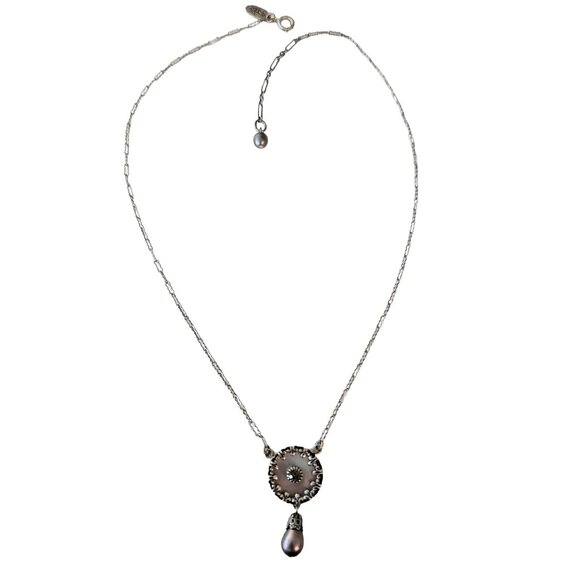 Liz Palacios Sterling Silver Paper Clip Chain Lavalier Pendant Necklace, L110 - Picture 2 of 9